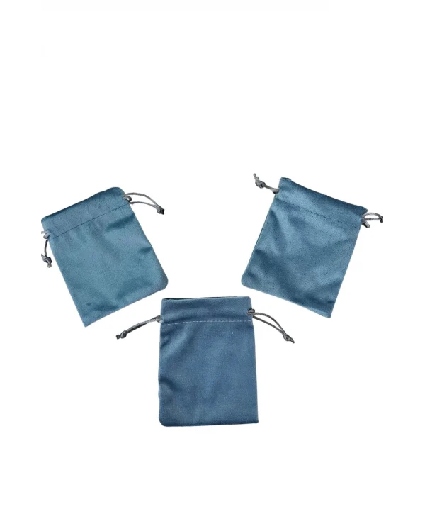 Soft Tay Tüyü Kese Turkuaz 10 Adet 9x12 cm Takı, Altın Kesesi (ipli & Büzgülü)