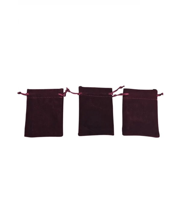 Süet & Kadife Duble Kese Bordo 25 Adet 9x12 cm Takı, Altın Kesesi (ipli & Büzgülü)
