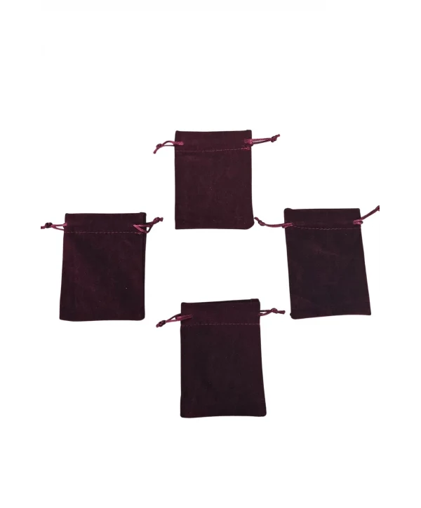 Süet & Kadife Duble Kese Bordo 25 Adet 9x12 cm Takı, Altın Kesesi (ipli & Büzgülü)