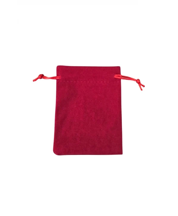 Süet & Kadife Duble Kese Kırmızı 10 Adet 9x12 cm Takı, Altın Kesesi (ipli & Büzgülü)