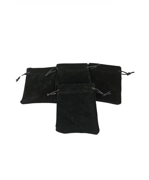 Süet & Kadife Duble Kese Siyah 10 Adet 9x12 cm Takı, Altın Kesesi (ipli & Büzgülü)