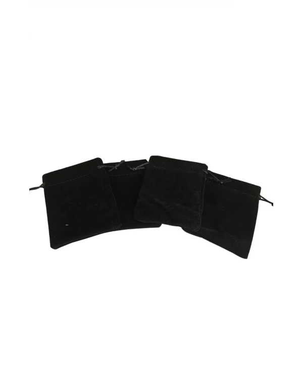 Süet & Kadife Duble Kese Siyah 10 Adet 9x12 cm Takı, Altın Kesesi (ipli & Büzgülü)