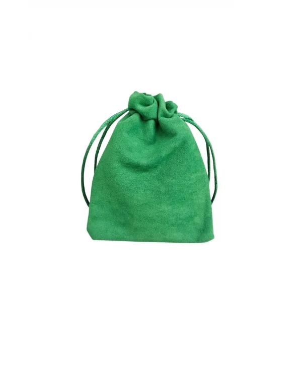 Süet& Kadife Duble Kese Yeşil 10 Adet 9x12 cm Takı, Altın Kesesi (ipli & Büzgülü)