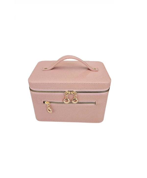 Taşıma Kulplu Deri Aynalı Makyaj,Bakım Ve Seyahat Çantası,kutusu Pudra (14x21x14 cm)