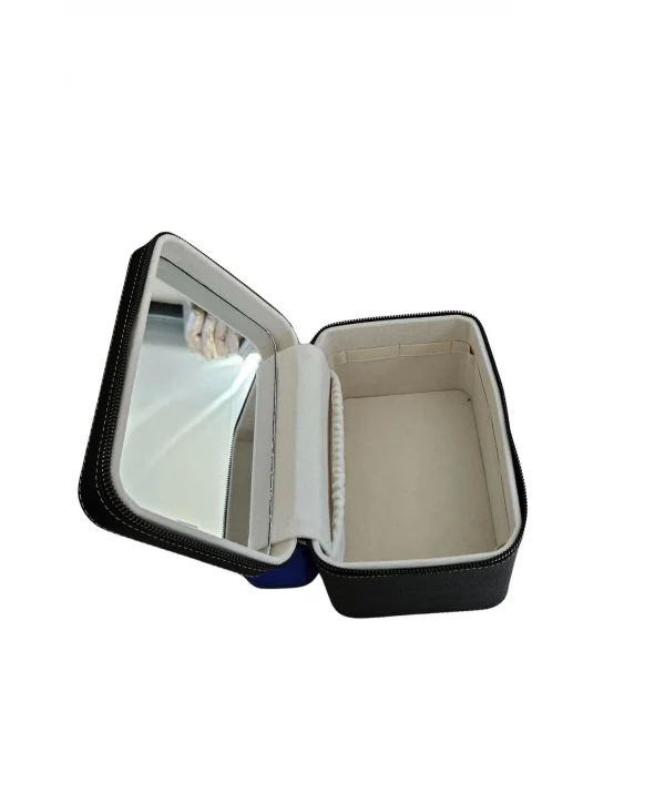 Taşıma Kulplu Deri Aynalı Makyaj,Bakım Ve Seyahat Çantası,kutusu Siyah (14x21x14 cm)