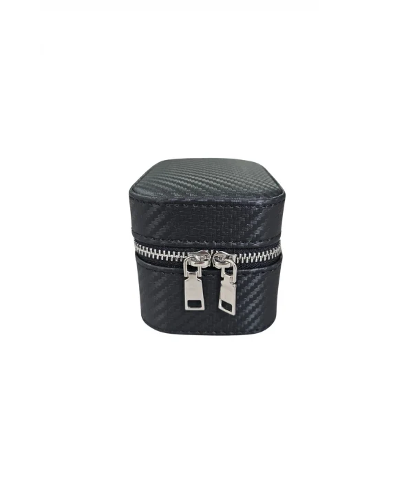 Tekli Fermuarlı Deri Saat Kutusu (Karbon)