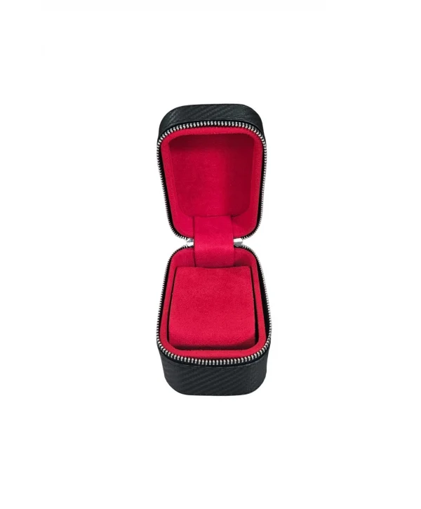 Tekli Fermuarlı Deri Saat Kutusu (Karbon)