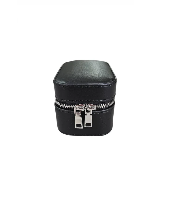 Tekli Fermuarlı Deri Saat Kutusu (Siyah)