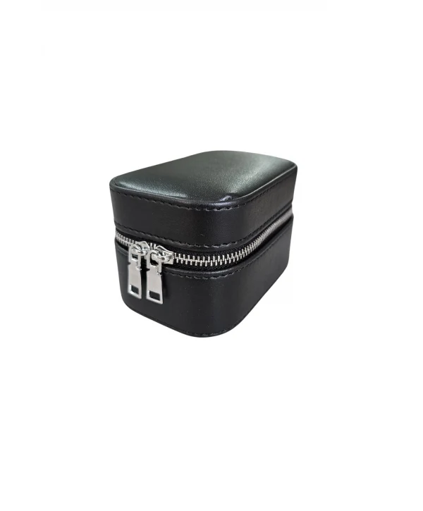 Tekli Fermuarlı Deri Saat Kutusu (Siyah)