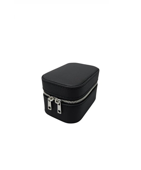 Tekli Fermuarlı Deri Saat Kutusu (Siyah)