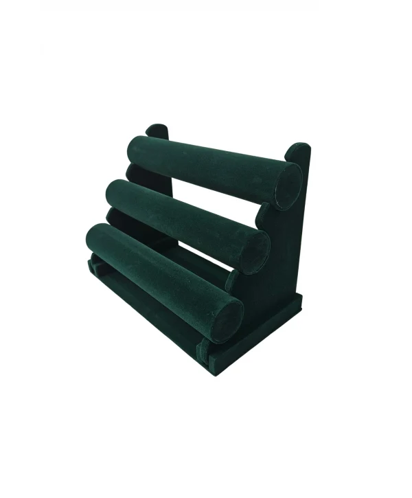 Üç Katlı Süet Saat,bileklik,takı Standı (Yeşil)