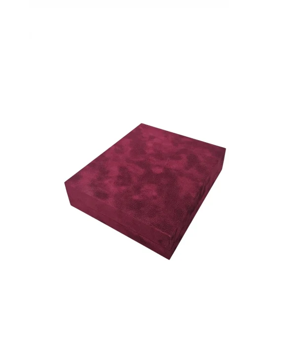 Yakut Süet Büyük Kare Set Kutusu (19x22 cm) (Bordo)