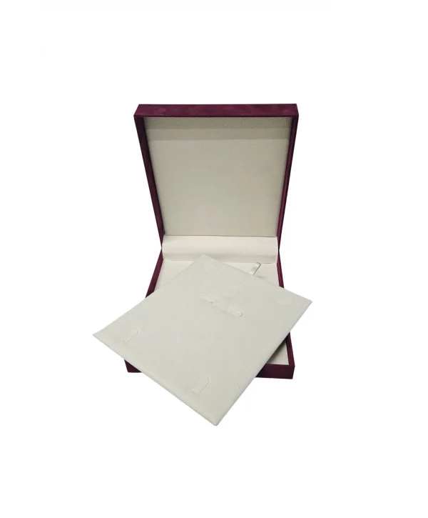 Yakut Süet Büyük Kare Set Kutusu (19x22 cm) (Bordo)