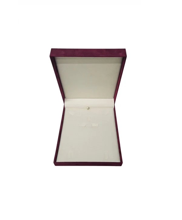 Yakut Süet Büyük Kare Set Kutusu (19x22 cm) (Bordo)