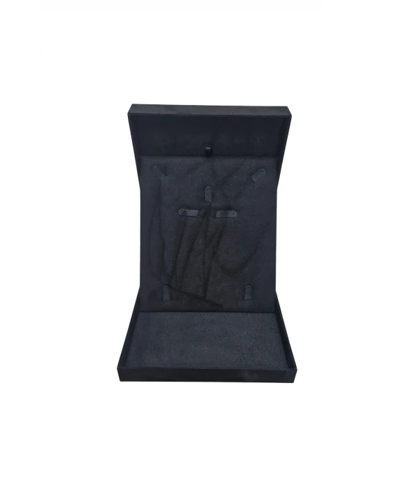 Yakut Süet Büyük Kare Set Kutusu (19x22 cm) (Siyah)