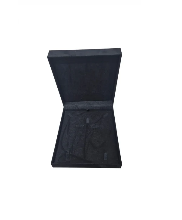 Yakut Süet Büyük Kare Set Kutusu (19x22 cm) (Siyah)
