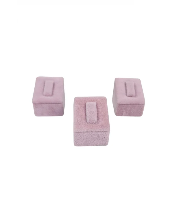 Yüzük Standı Üçlü Süet (tırnaklı) 3x3,5 cm (3 adet) Pembe