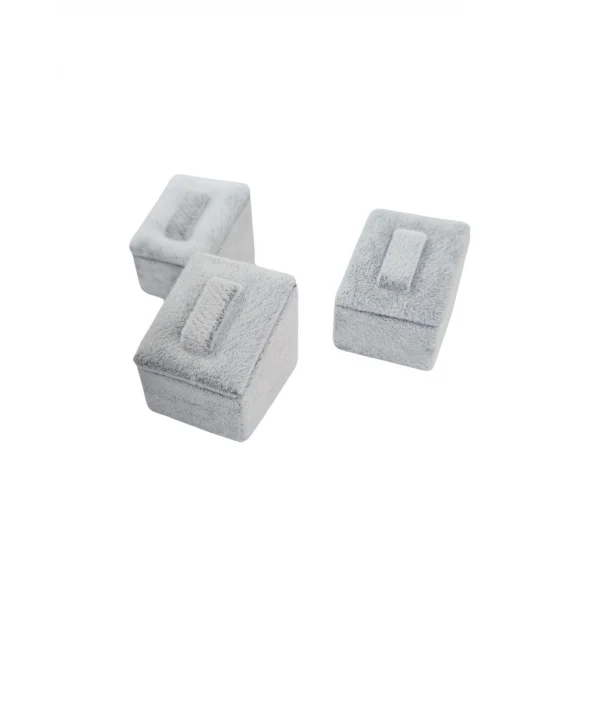 Yüzük Standı Üçlü Süet (tırnaklı) 3x3,5 cm (3 adet) Gri