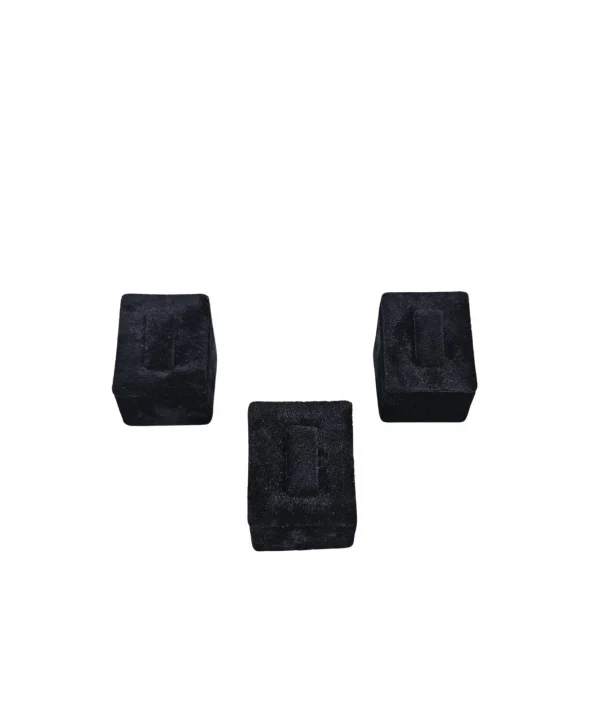 Yüzük Standı Üçlü Süet (tırnaklı) 3x3,5 cm (3 adet) Siyah