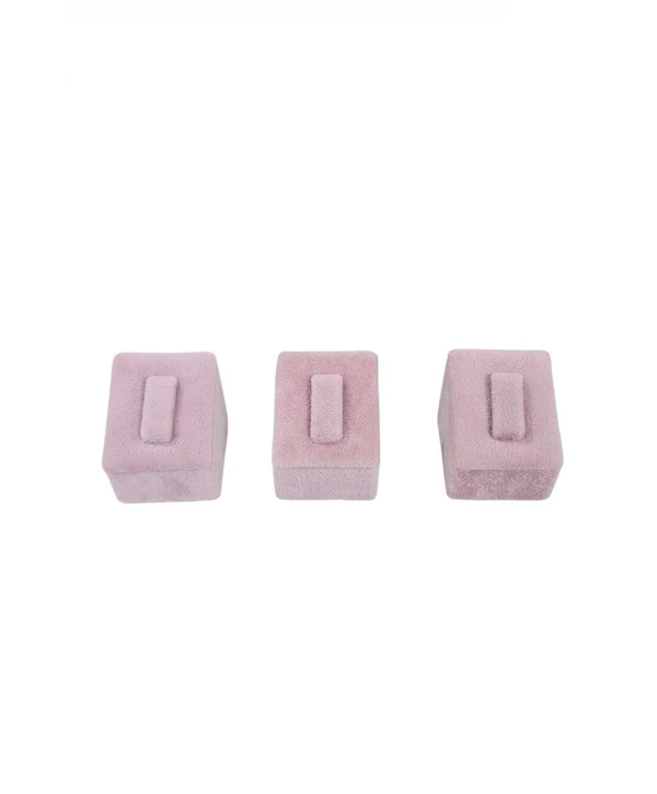 Yüzük Standı Üçlü Süet (tırnaklı) 3x3,5 cm (3 adet) Pembe