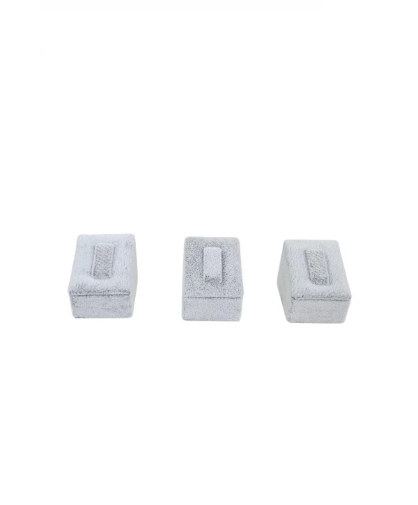 Yüzük Standı Üçlü Süet (tırnaklı) 3x3,5 cm (3 adet) Gri