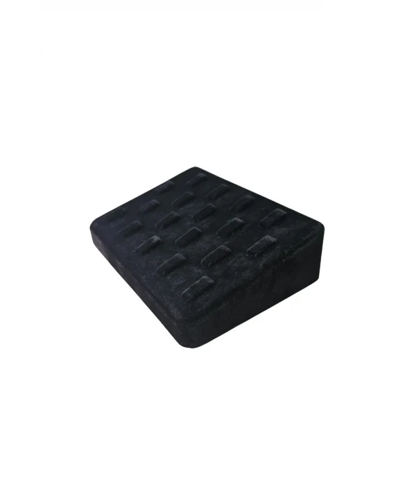 Yüzük Standı ve Tablası (Dikdörtgen) Süet Siyah (18 Tırnaklı)