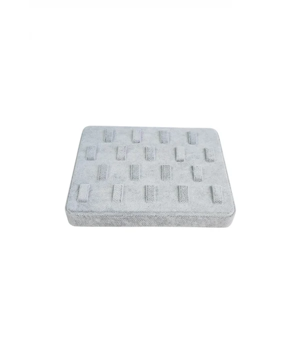 Yüzük Standı ve Tablası (Dikdörtgen) Süet Gri (18 Tırnaklı)