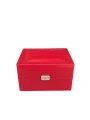 Tekli Basmalı Kilitli Lüx Deri Saat Kutusu (Dış kutulu)(Kırmızı)