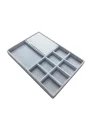 Organizatör Gri Süet Tabla Kolye & Yüzük Düzenleyici (8 Dik Bölmeli)(30 kesikli)