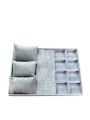Organizatör Gri Süet Tabla Kolye & Yüzük Düzenleyici ( 3 Yastık )(8 Bölmeli)(28 kesikli)