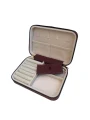 Fermuarlı Deri (Ahşap Kasalı ) Büyük boy Takı, Seyahat Ve Mücevher Çantası,kutusu Bordo(14x21 Cm)