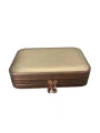 Fermuarlı Deri (Ahşap Kasalı ) Büyük boy Takı, Seyahat Ve Mücevher Çantası,kutusu Bakır(14x21 Cm)