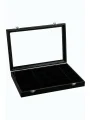 Camlı Kapaklı 24 Bölmeli Takı Tablası Siyah /siyah Içi süet