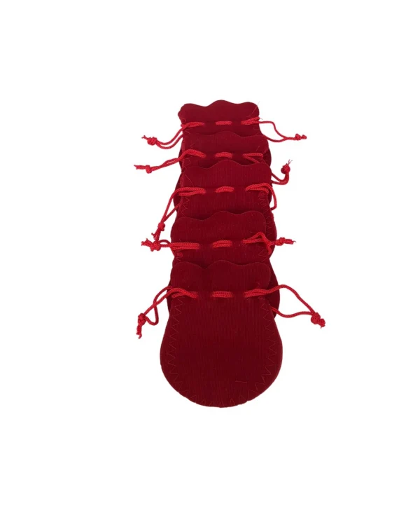 Kadife Kese Kırmızı 50 Adet 6x8 Boy Takı, Altın Kesesi (İpli & Büzgülü)