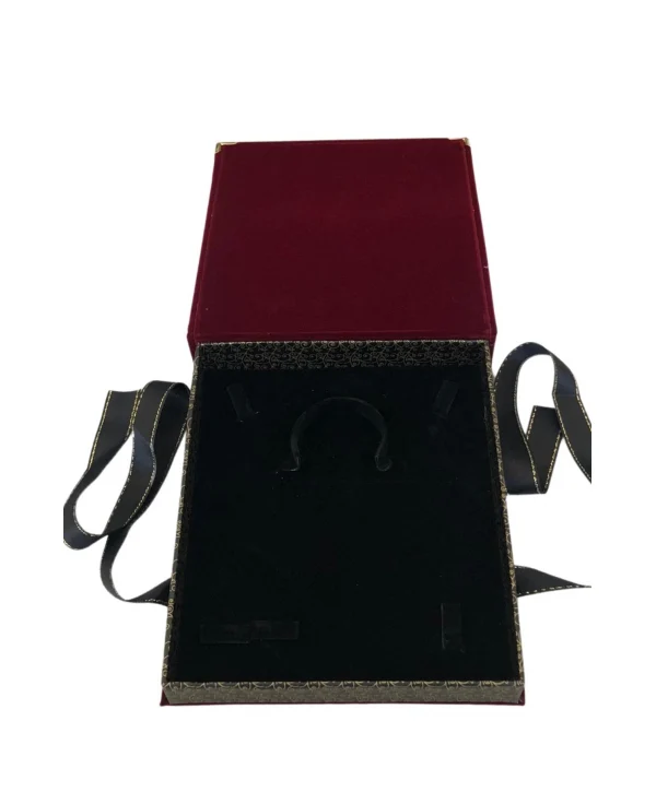 Kurdelalı Kadife Set Kutusu (18x21 cm) Bordo
