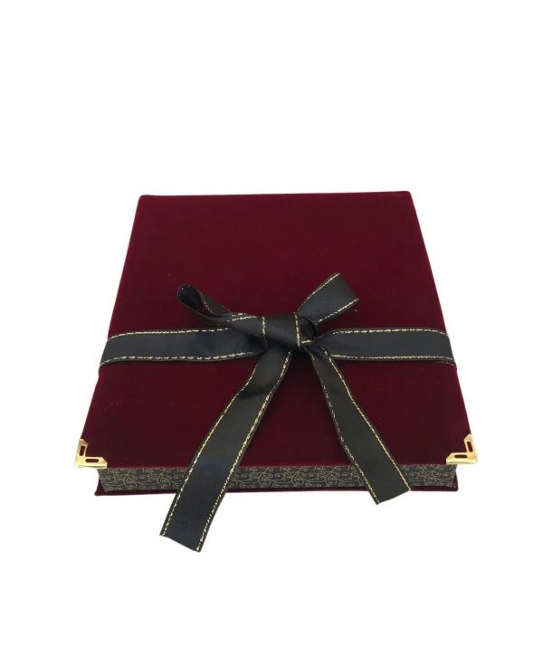 Kurdelalı Kadife Set Kutusu (18x21 cm) Bordo