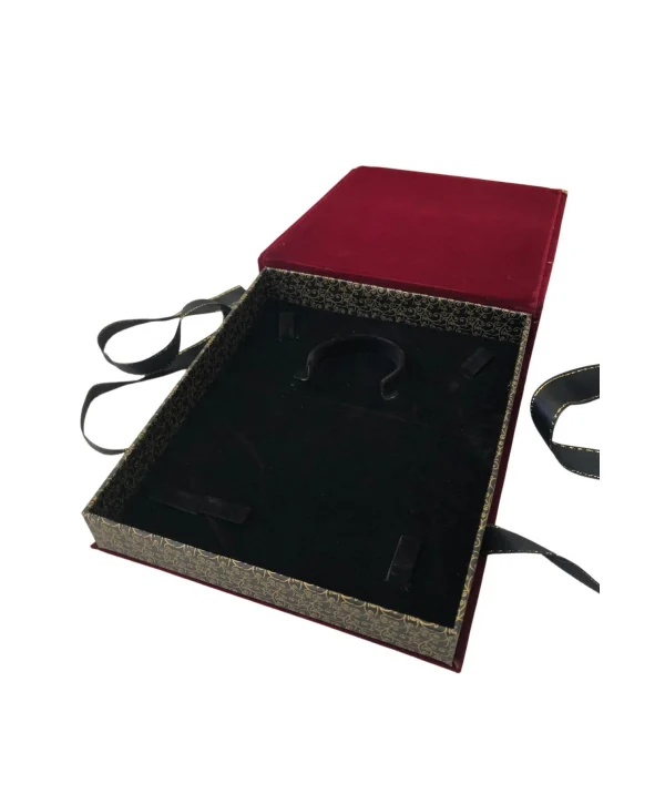 Kurdelalı Kadife Set Kutusu (18x21 cm) Bordo