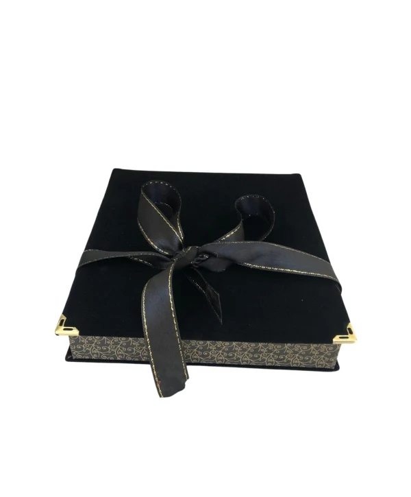 Kurdelalı Kadife Set Kutusu (18x21 cm) Siyah