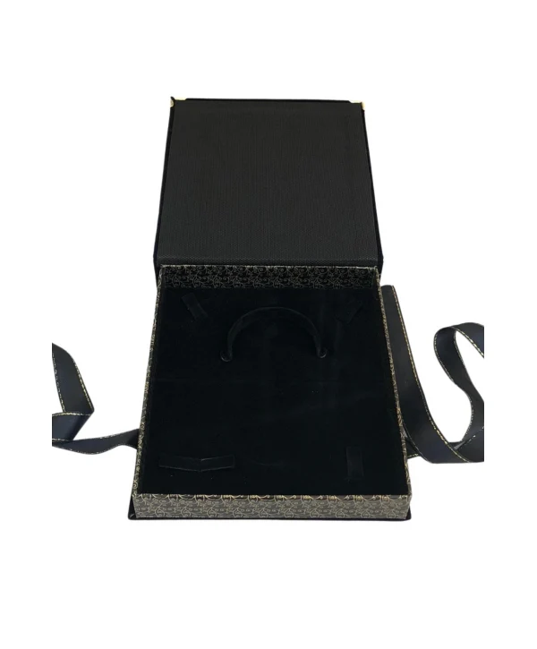 Kurdelalı Kadife Set Kutusu (18x21 cm) Siyah