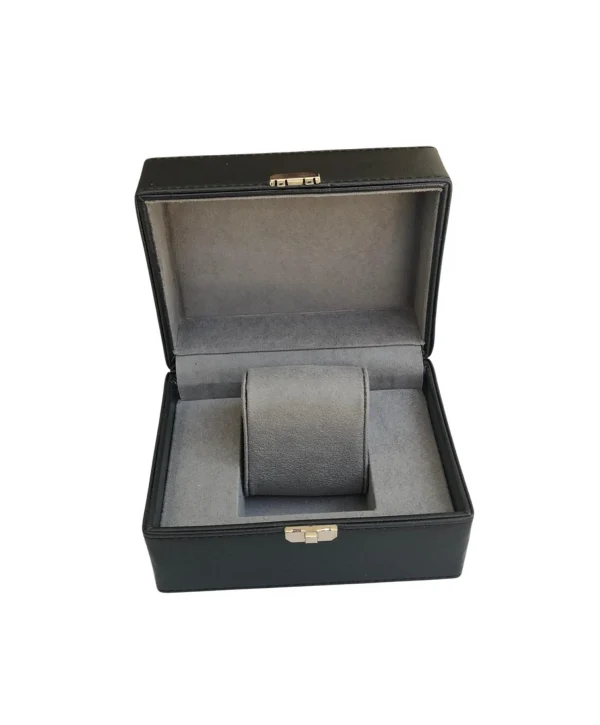 Tekli Basmalı Kilitli Lüx Deri Saat Kutusu (Dış kutulu) (Siyah)