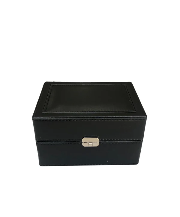 Tekli Basmalı Kilitli Lüx Deri Saat Kutusu (Dış kutulu) (Siyah)