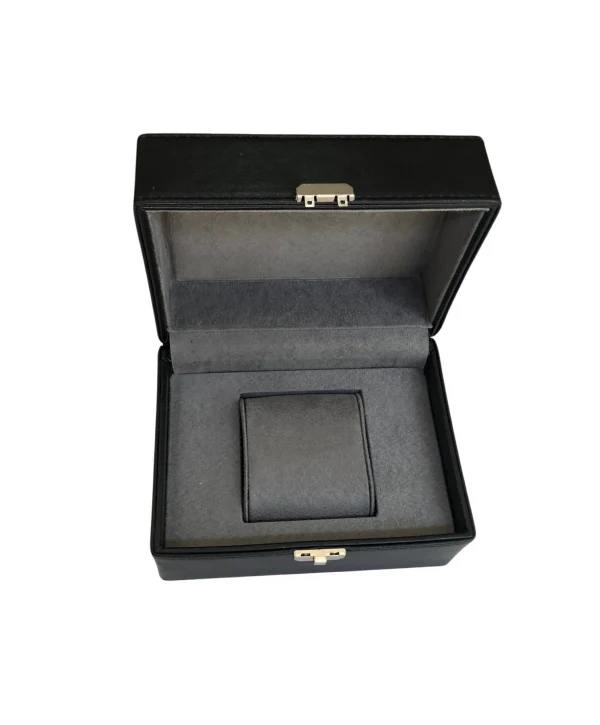 Tekli Basmalı Kilitli Lüx Deri Saat Kutusu (Dış kutulu) (Siyah)