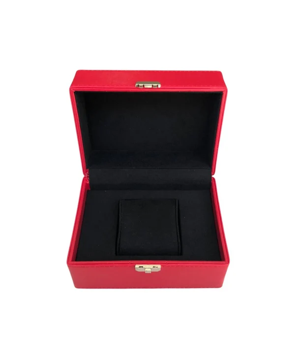 Tekli Basmalı Kilitli Lüx Deri Saat Kutusu (Dış kutulu)(Kırmızı)