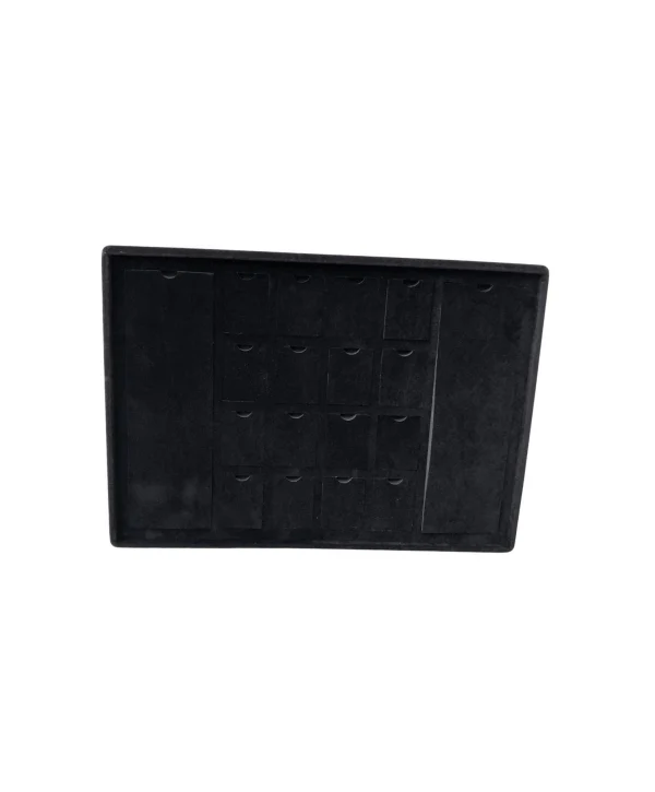 Bölmeli Kolye Küpe Tablası Siyah Süet mini 16lı 2 Büyük ped 18 li ( Evalı) (25x35 cm)Ayaklı