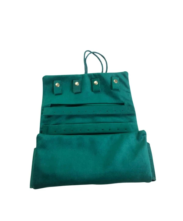 Takı,Seyahat ve Mücevher Rulosu& Düzenleyicisi Ve Çantası / Süet Zümrüt Yeşili (Fermuarlı ve ipli)