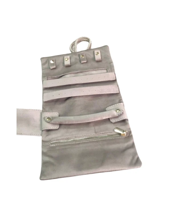 Takı,Seyahat ve Mücevher Rulosu& Düzenleyicisi Ve Çantası /Parlak Sütlü Kahve (Fermuarlı ve ipli)