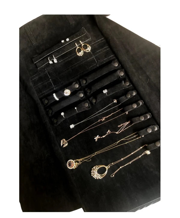 Takı,Seyahat ve Mücevher Rulosu& Düzenleyicisi Ve Çantası /Siyah Deri İçi Süet