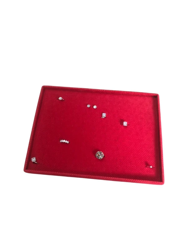 Yüzük Standı-tablası 140 Lı Batırmalı Kırmızı Süet (25x35 cm)