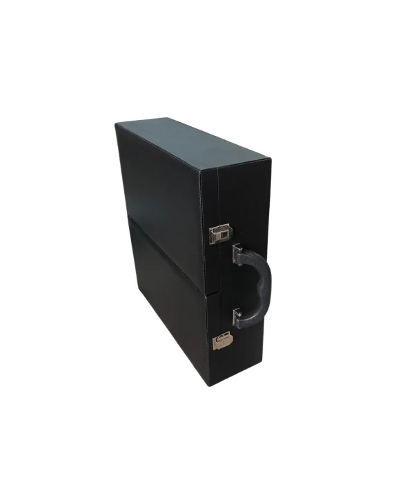 61li Tesbih (Ahşap Kasa) Siyah Deri kuluplu Çanta 35x38 cm