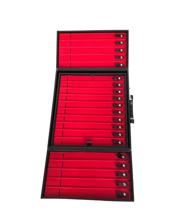 31li Tesbih (Ahşap Kasa) Siyah Deri kuluplu Çanta 35x38 cm